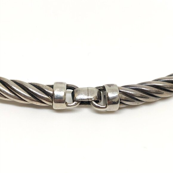 Flli Menegatti Three Section part Sterling Silver Italy Cable Choker Necklace - Picture 4 of 5